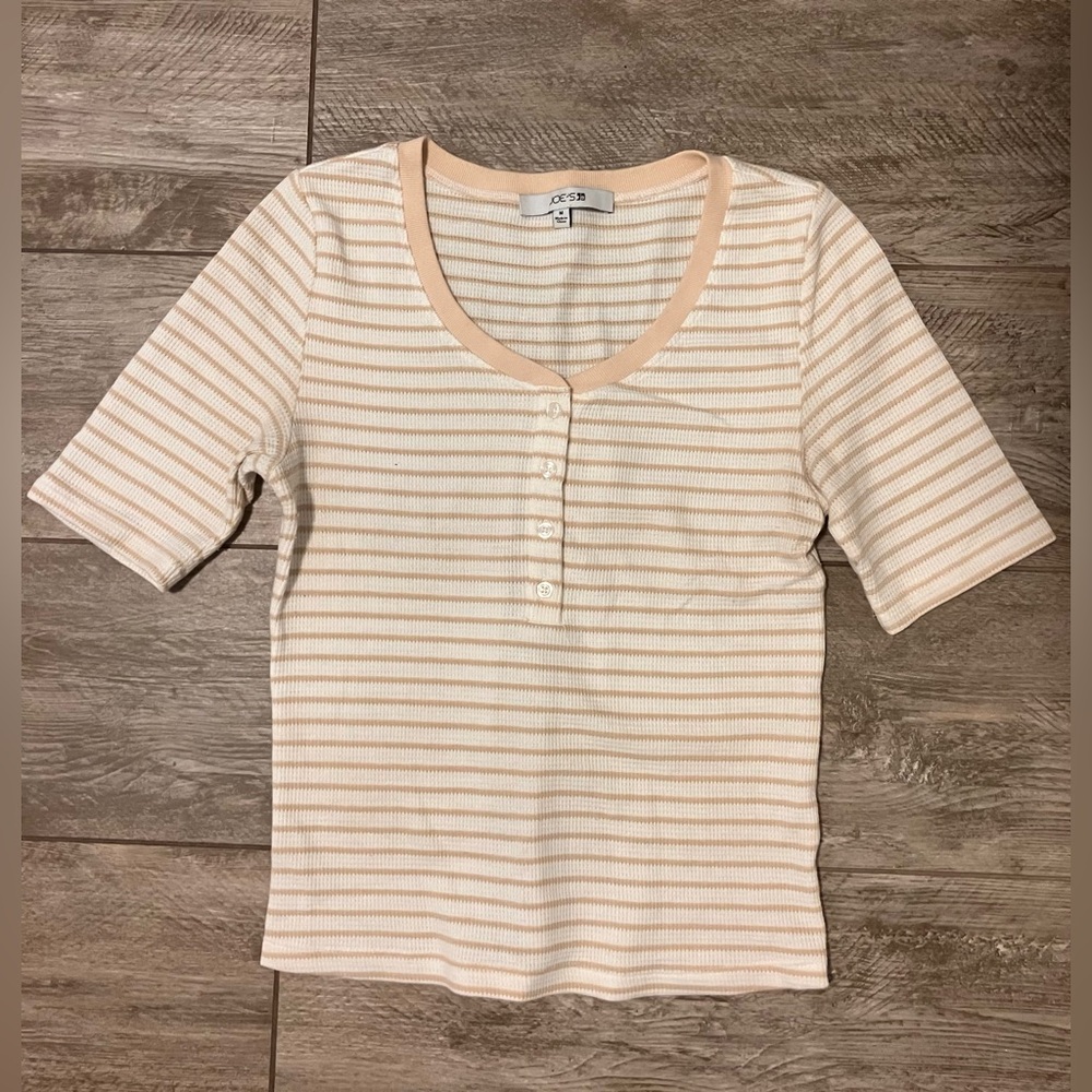 Joe's Jeans Beige and White Striped Top
